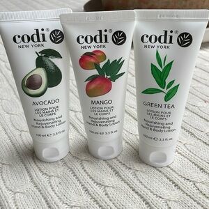 NWOT Codi NY Hand & Body Lotion- set of 3. Avocado/Mango/Green Tea 3.3 oz each.